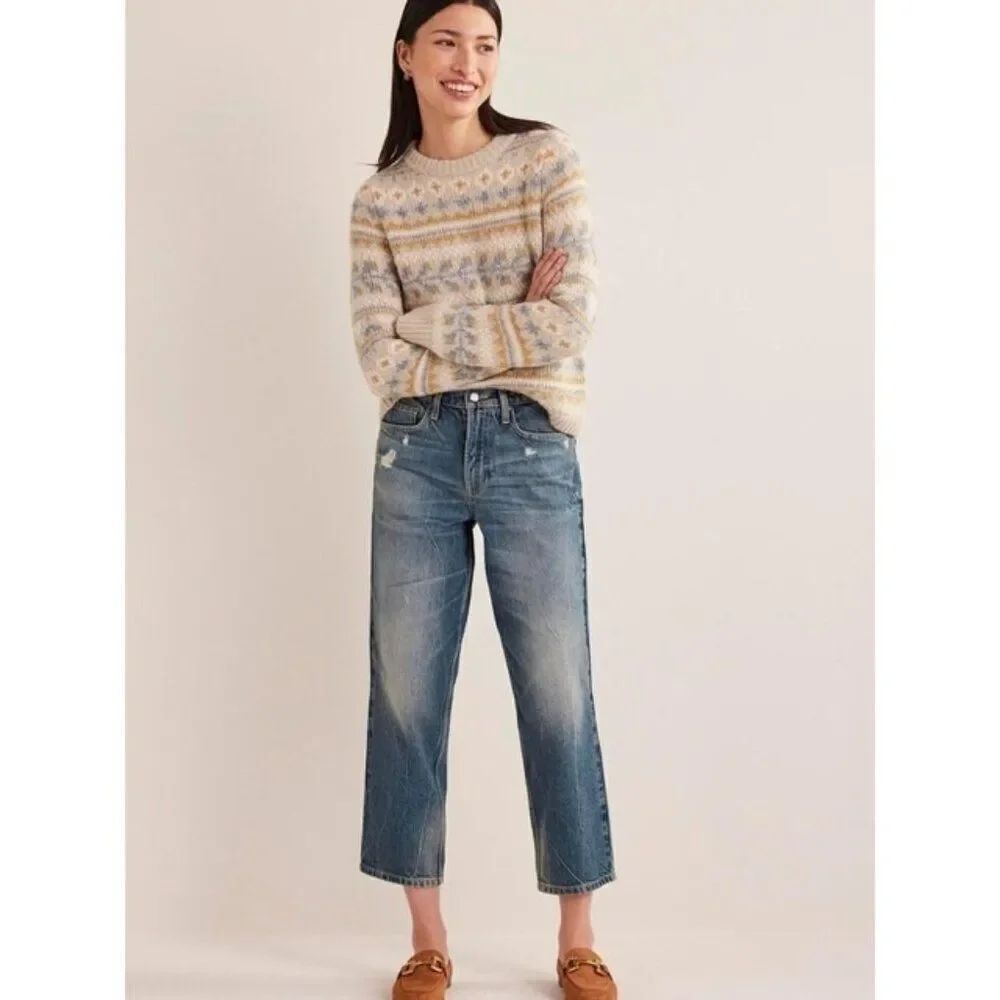 Boden Womens Jeans 28 x 32 Blue High Rise Tapered Cotton Denim R0262 NWT